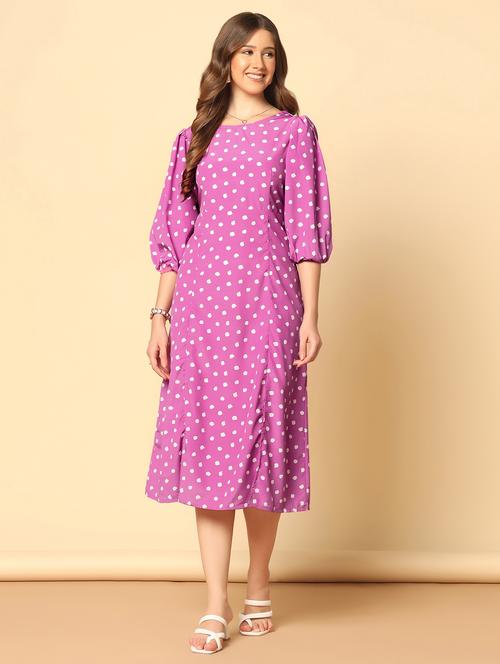 mauve polyester aline dress - 21243833 - Very Small Image - 1