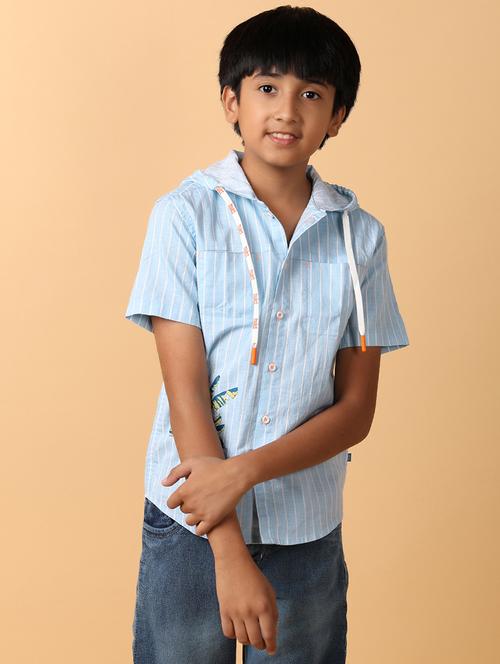boys hood neck short sleeves shirt - 21244165 - Very Small Image - 1