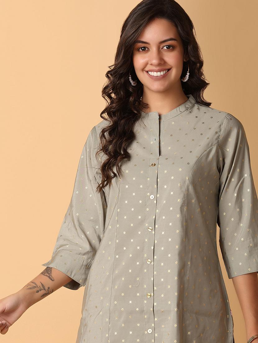women three quarter sleeve a-line kurta - 21244186 - Standard Image - 3