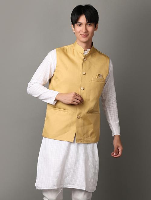 men solid  sleeveless nehru jacket - 21244239 - Very Small Image - 1