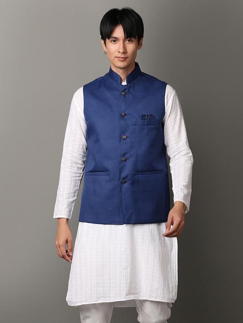men solid  sleeveless nehru jacket - 21244240 - Very Small Image - 1