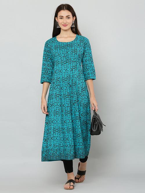 women three quarter sleeve printed kurta - 21244765 - Very Small Image - 1