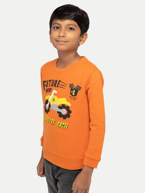 orange cotton front print sweatshirt - 21248502 - Very Small Image - 1
