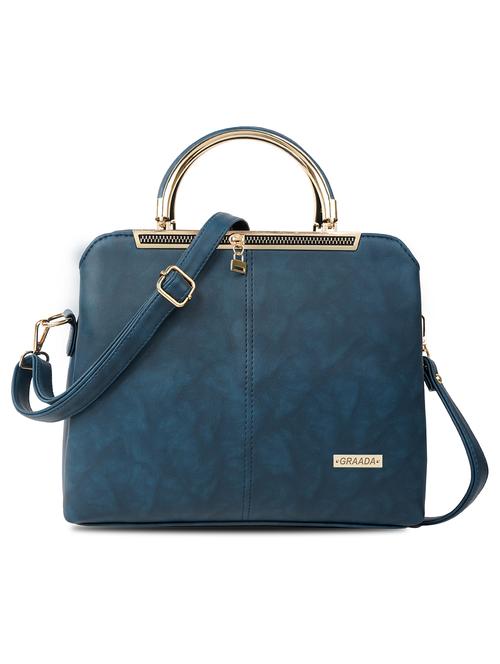 blue leatherette (pu) handbag - 21248607 - Very Small Image - 1