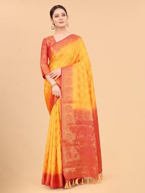 women zari work banarasi saree with blouse - 21250508 - Very Small Image - 1