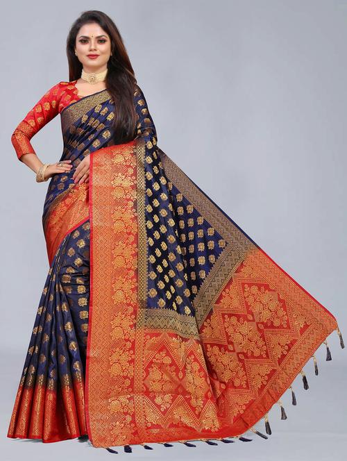women zari work banarasi saree with blouse - 21250577 - Very Small Image - 1