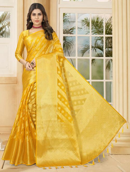 women zari work banarasi saree with blouse - 21250593 - Very Small Image - 1