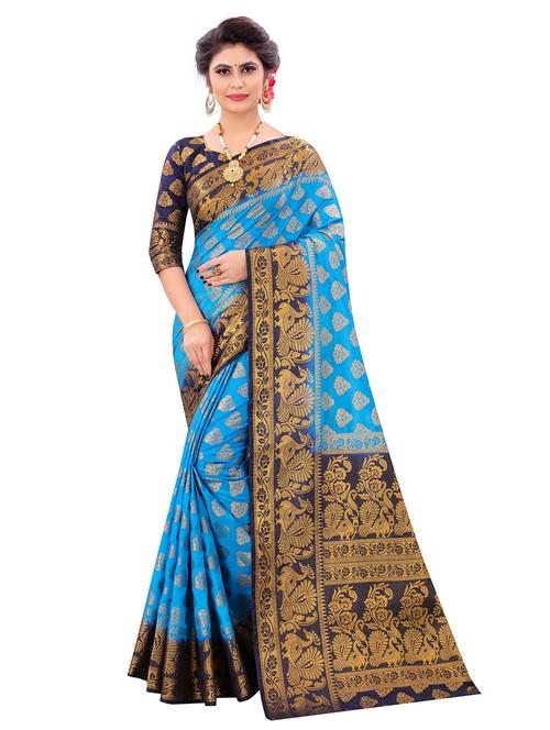 women zari work banarasi saree with blouse - 21250676 - Very Small Image - 1