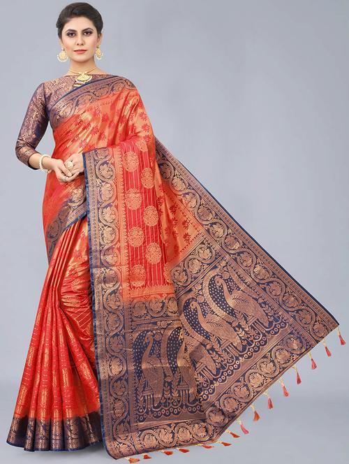 women self design banarasi saree with blouse - 21250824 - Very Small Image - 1