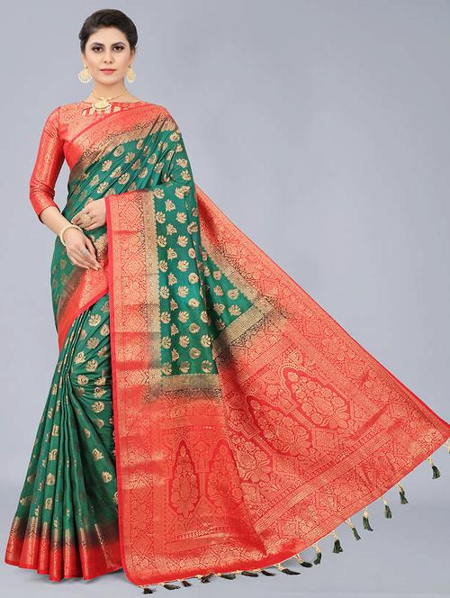 women self design banarasi saree with blouse - 21250831 - Very Small Image - 1
