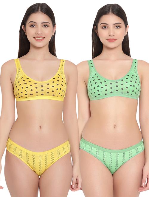 women printed set of 2 bra and panty set - 21251575 - Very Small Image - 1