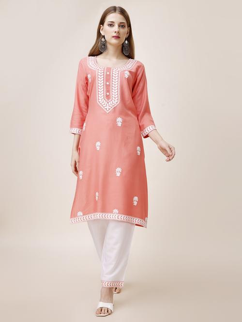 women three quarter sleeve straight kurta - 21252316 - Very Small Image - 1