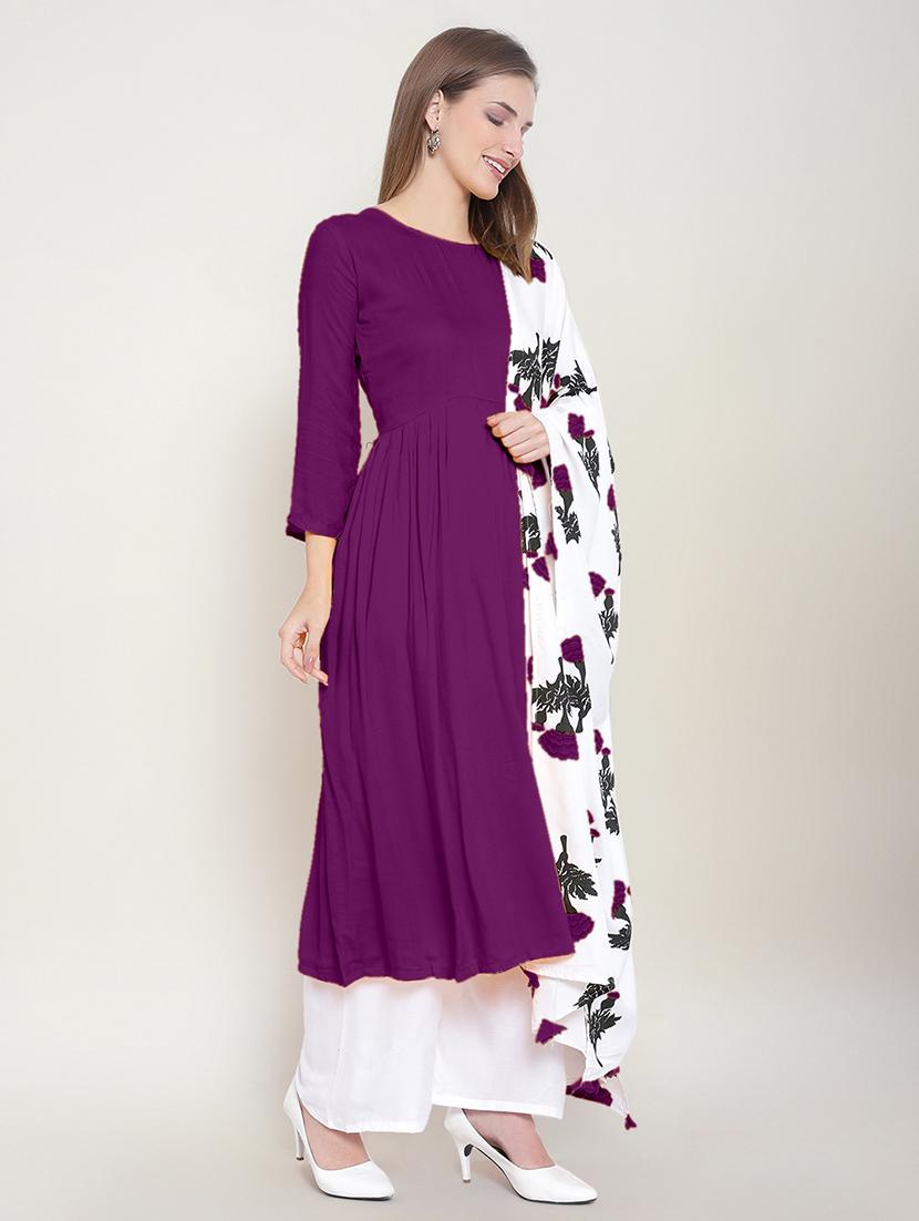 women solid kurta palazzo set with dupatta - 21252349 - Standard Image - 3