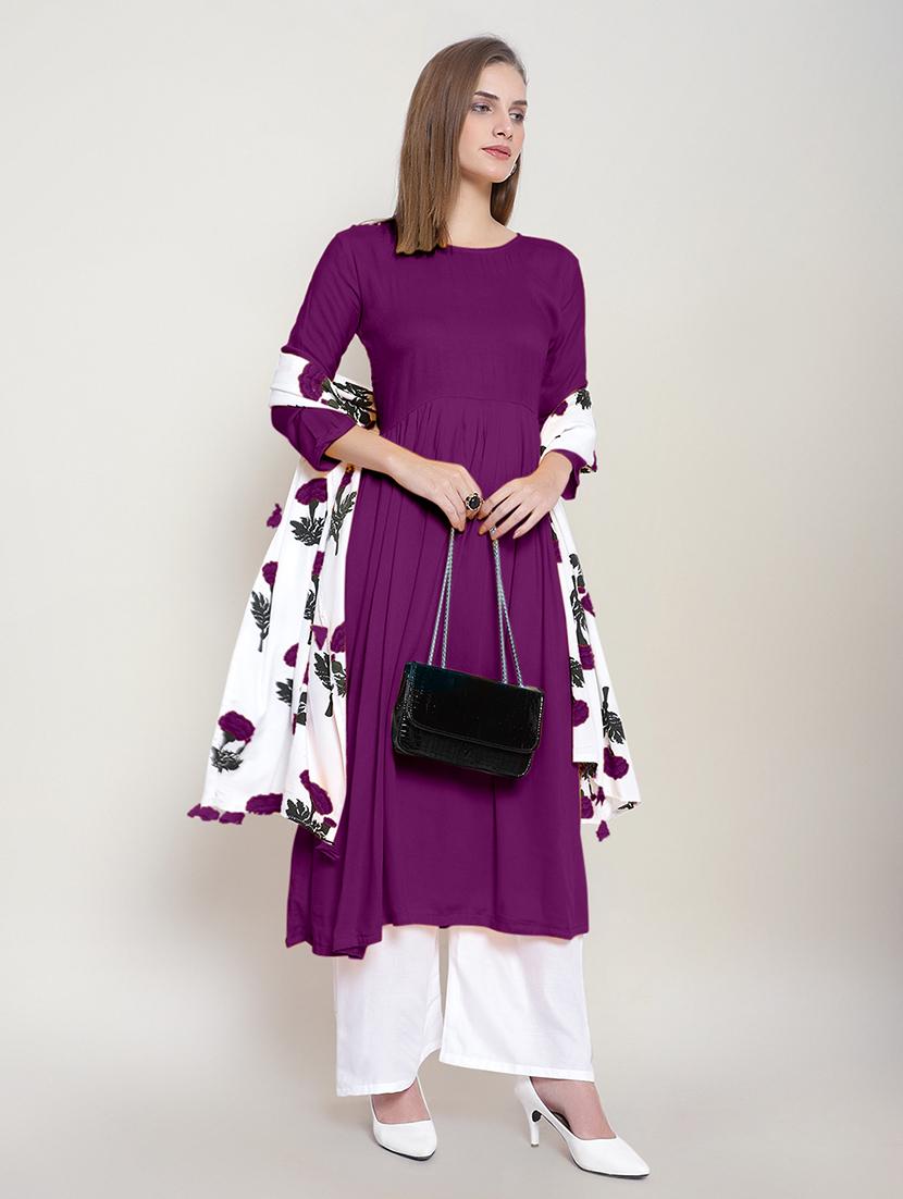 women solid kurta palazzo set with dupatta - 21252349 - Standard Image - 6