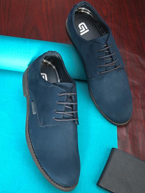 navy pu laceup derbies - 21252487 - Very Small Image - 1