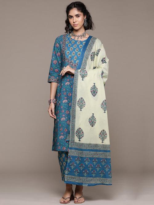 women blue kurta pant set with dupatta - 21252889 - Very Small Image - 1