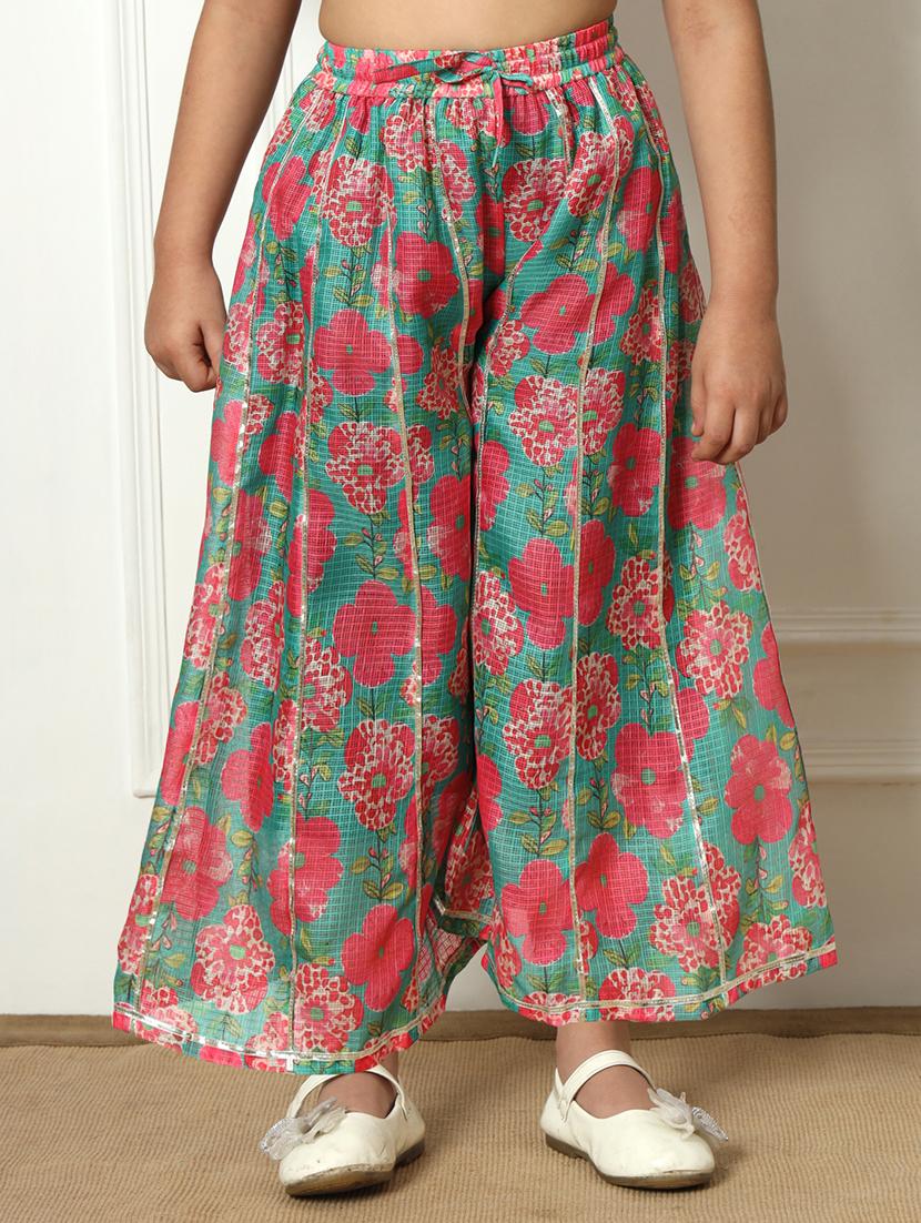 girls printed cotton kurta palazzo suit set - 21254054 - Zoom Image - 4