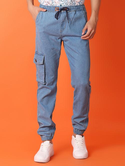 men solid light blue joggers - 21255261 - Very Small Image - 1