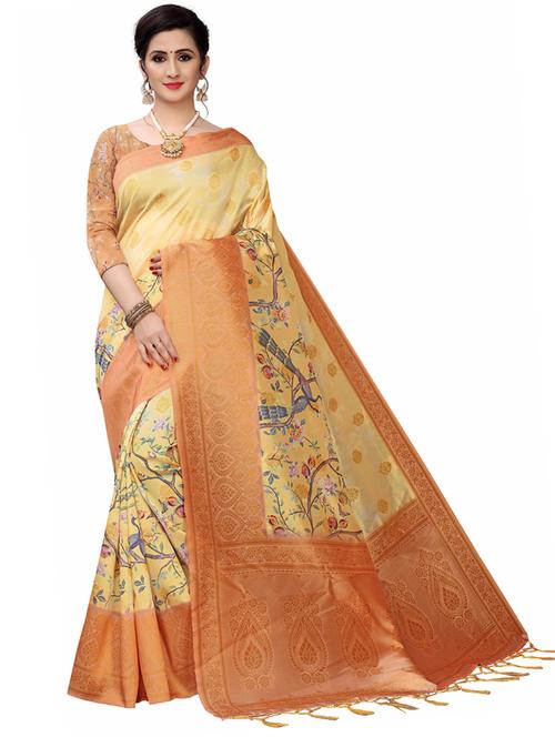 yellow ready to wear saree - 21256969 - Very Small Image - 1
