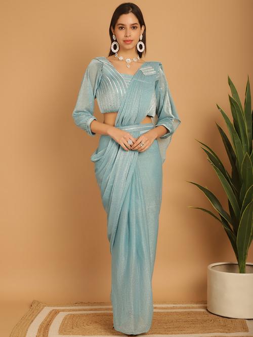 women light blue solid ready to wear saree - 21259404 - Very Small Image - 1