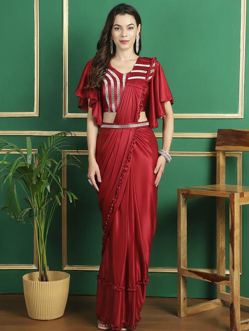 women solid ready to wear saree - 21259443 - Very Small Image - 1