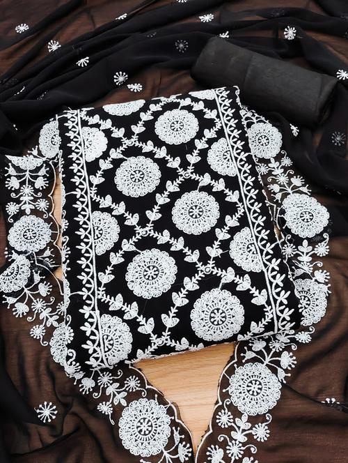 women solid with work unstitched suit set - 21266583 - Very Small Image - 1