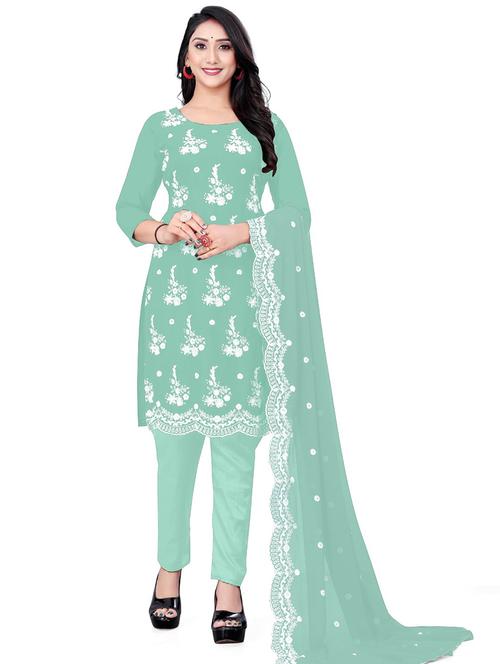women solid with work unstitched suit set - 21266604 - Very Small Image - 1