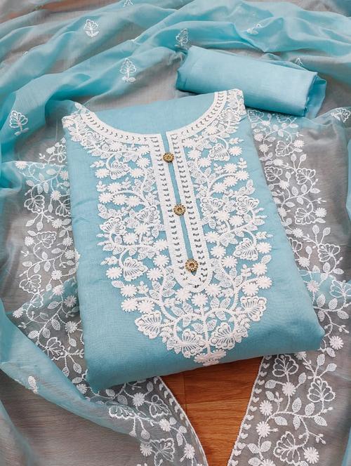 women solid with work unstitched suit set - 21266664 - Very Small Image - 1