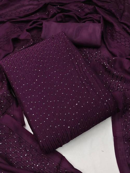 women solid with work unstitched suit set - 21266827 - Very Small Image - 1