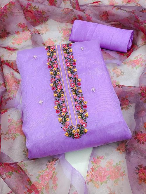 women solid with work unstitched suit set - 21266838 - Very Small Image - 1