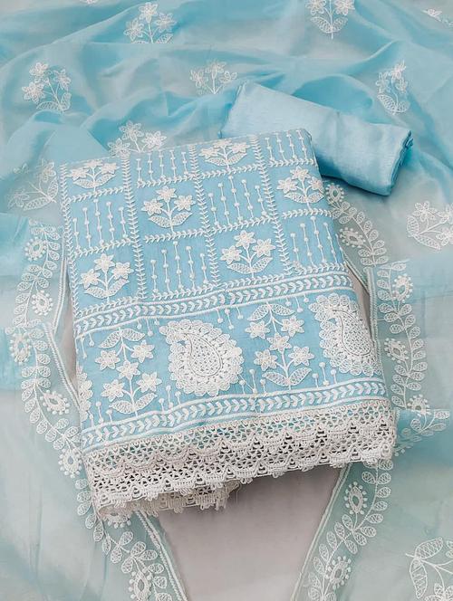 women solid with work unstitched suit set - 21266853 - Very Small Image - 1