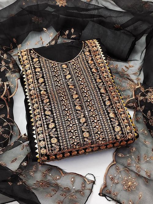 women solid with work unstitched suit set - 21266872 - Very Small Image - 1