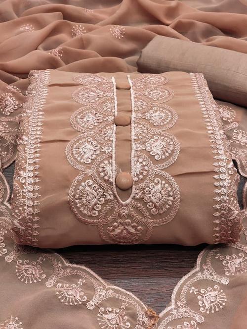 women solid with work unstitched suit set - 21266906 - Very Small Image - 1