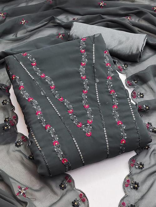 embroidered unstitched suit set - 21267332 - Very Small Image - 1