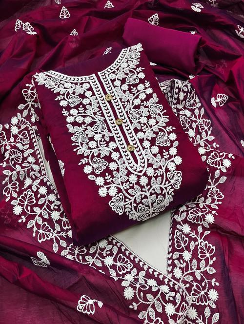 women embroidered unstitched suit set - 21267894 - Very Small Image - 1