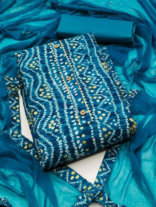 women bandhani printed unstitched suit set - 21268007 - Very Small Image - 1