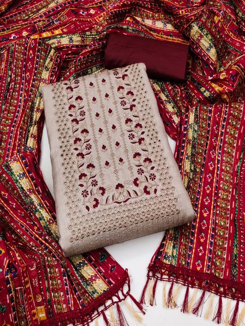 women embroidered unstitched suit set - 21268034 - Very Small Image - 1