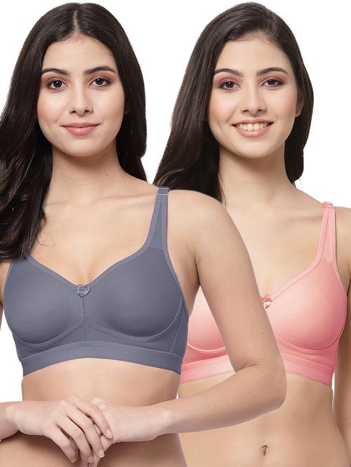 pack of 2 multi colored solid minimizer bra - 21268288 - Very Small Image - 1