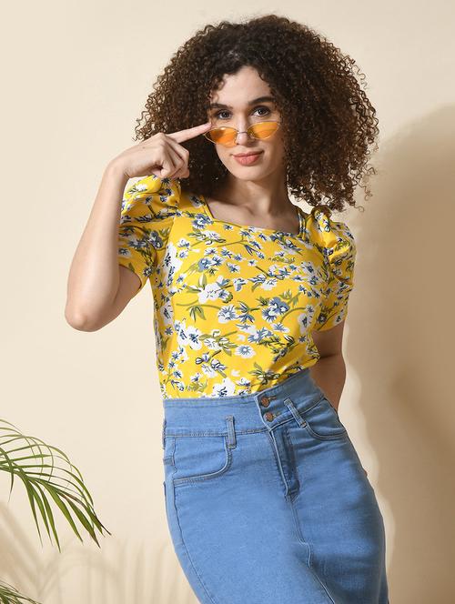 women floral print puff sleeves top - 21269427 - Very Small Image - 1