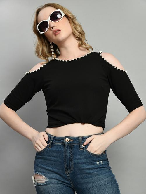 women embellished cold shoulder top - 21269625 - Very Small Image - 1