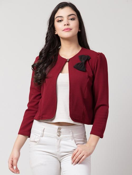 women solid front open summer jacket - 21269727 - Very Small Image - 1
