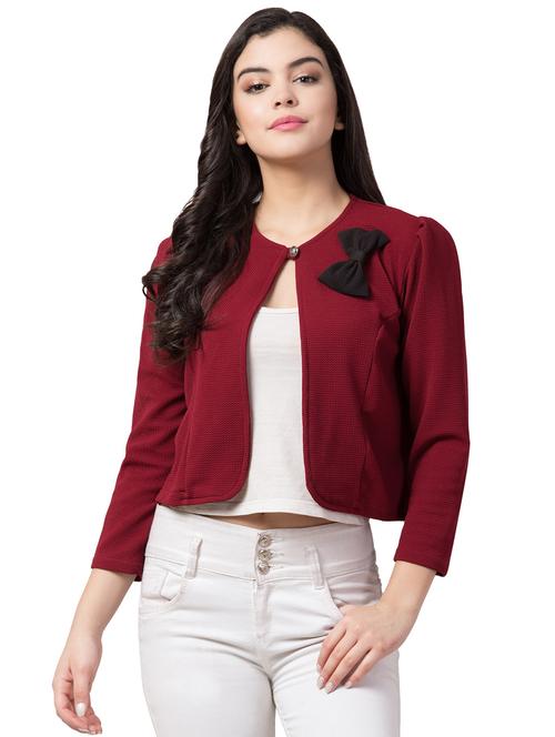 women solid front open summer jacket - 21269831 - Very Small Image - 1
