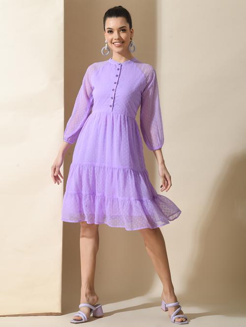 lavender georgette tiered dress - 21269951 - Very Small Image - 1