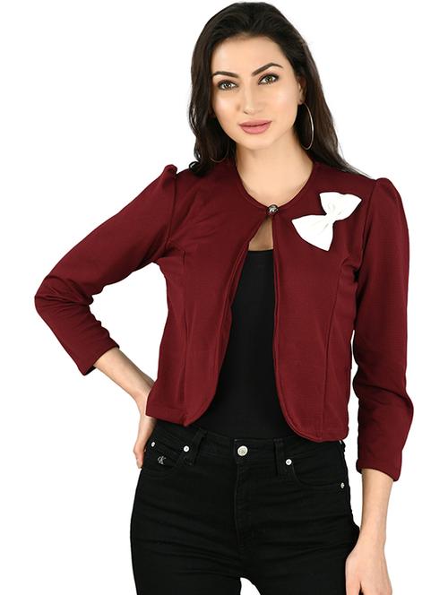 maroon cotton blend summer jacket - 21270164 - Very Small Image - 1