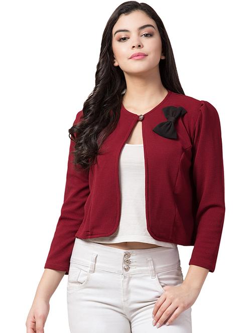 maroon cotton blend summer jacket - 21270165 - Very Small Image - 1