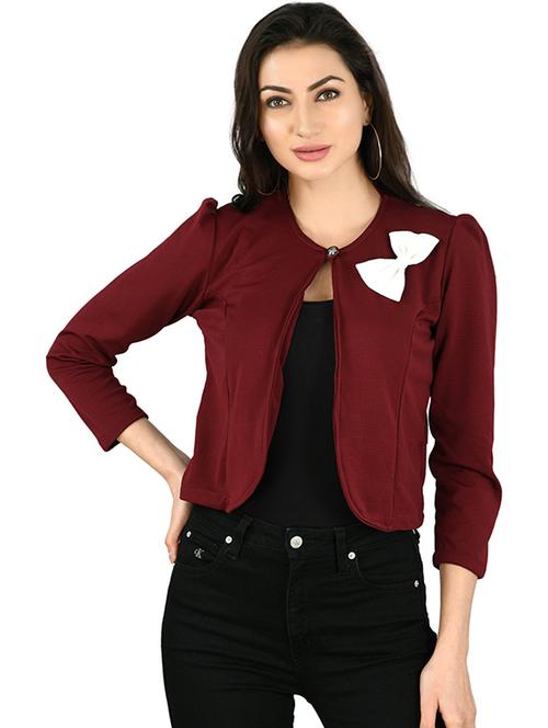 maroon cotton blend regular shrug - 21270353 - Very Small Image - 1