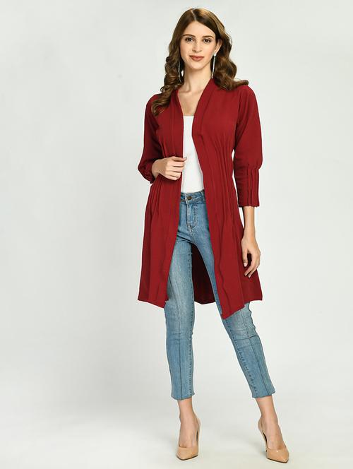 maroon cotton blend regular shrug - 21270362 - Very Small Image - 1