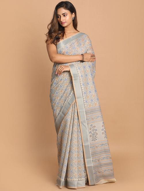 women cotton printed saree with blouse - 21272049 - Very Small Image - 1