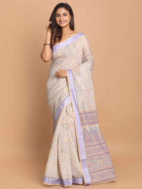 purple cotton blend gadwal saree with blouse - 21272054 - Very Small Image - 1