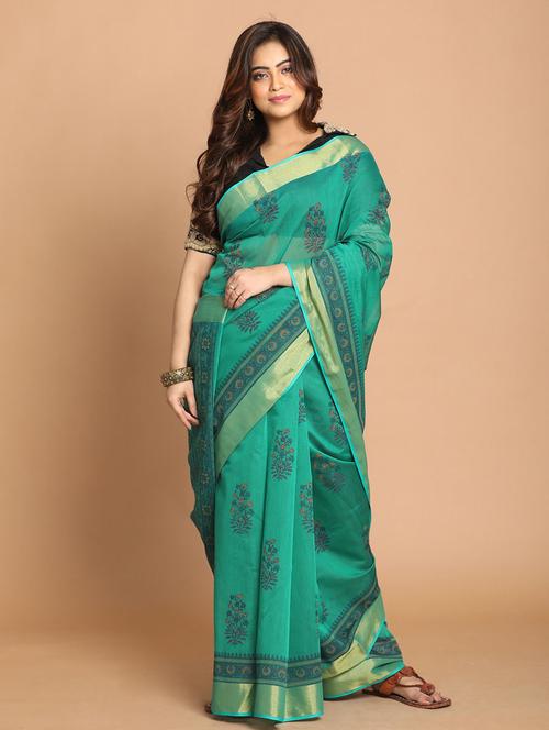 women floral printed saree with blouse - 21272140 - Very Small Image - 1
